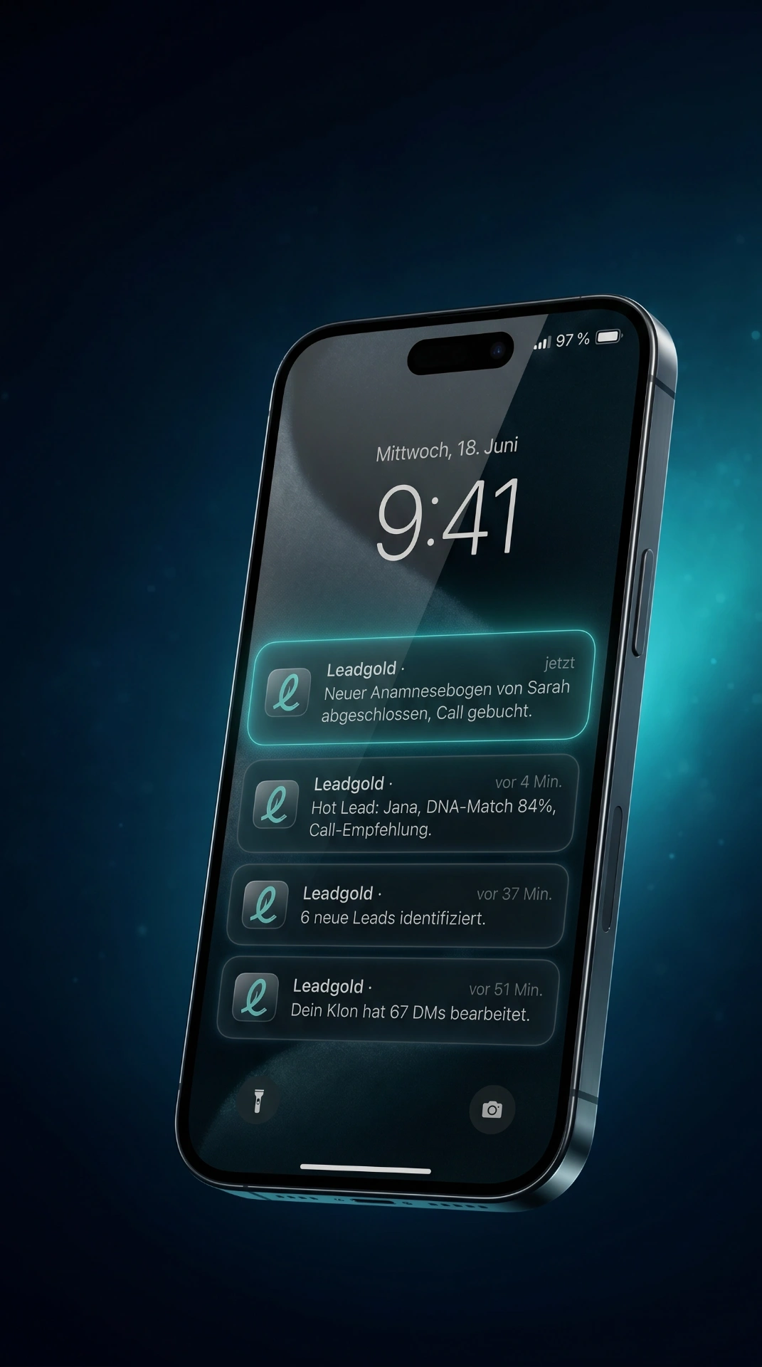 Leadgold Push Notifications auf dem iPhone Lockscreen